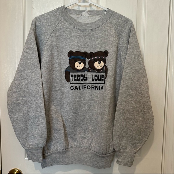 Vintage California souvenir crewneck sweatshirt with teddy bear graphic - Picture 1 of 4